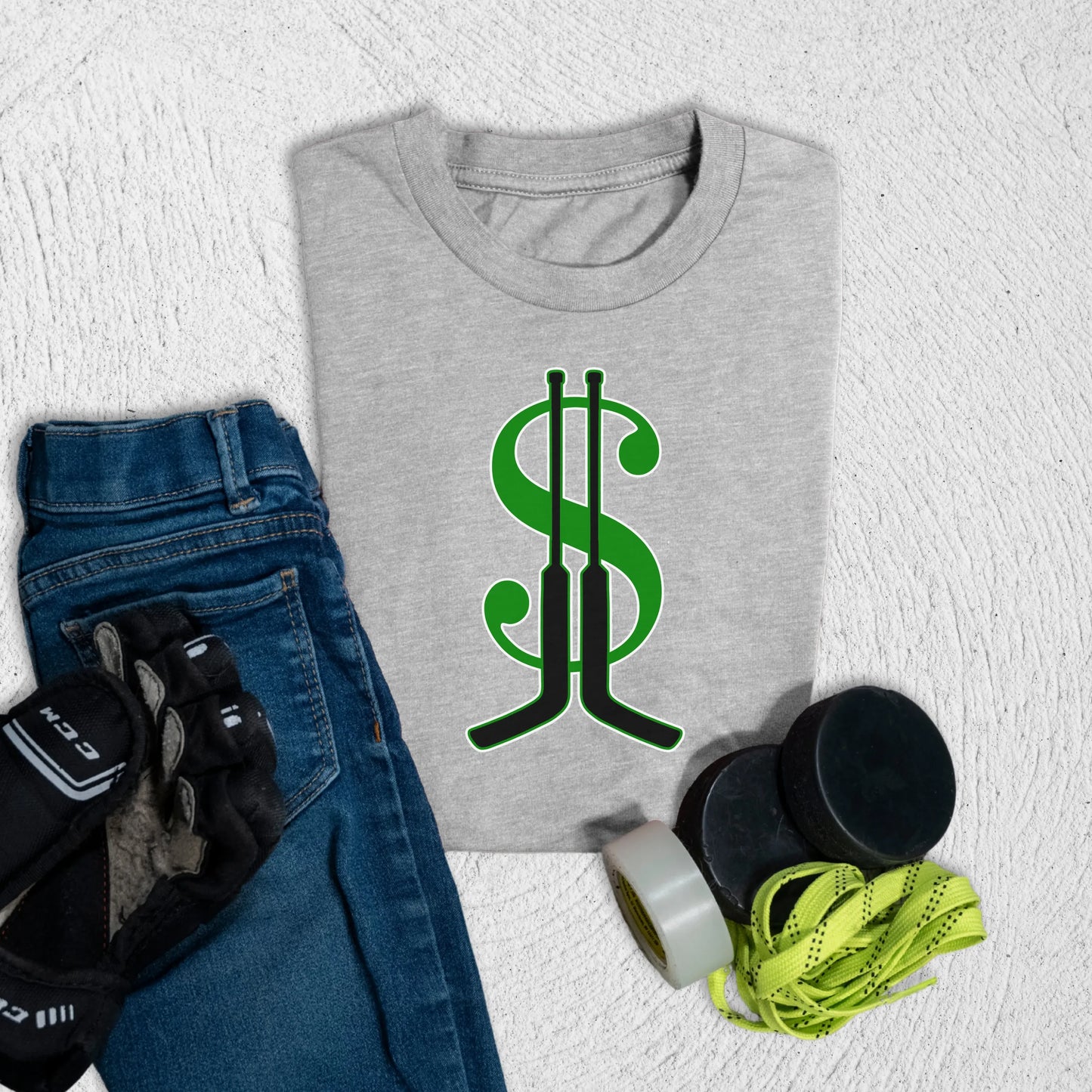 Youth Goalie Money Sticks T-Shirt S / Athletic Heather Kids clothes
