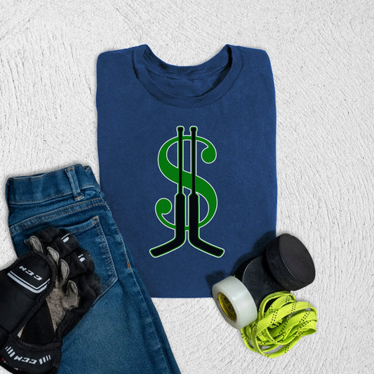 Youth Goalie Money Sticks T-Shirt S / Navy Kids clothes