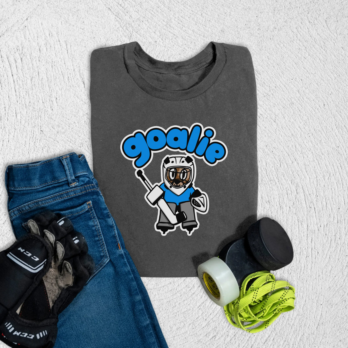 Youth Goalie Pup T-Shirt M / Asphalt Kids clothes