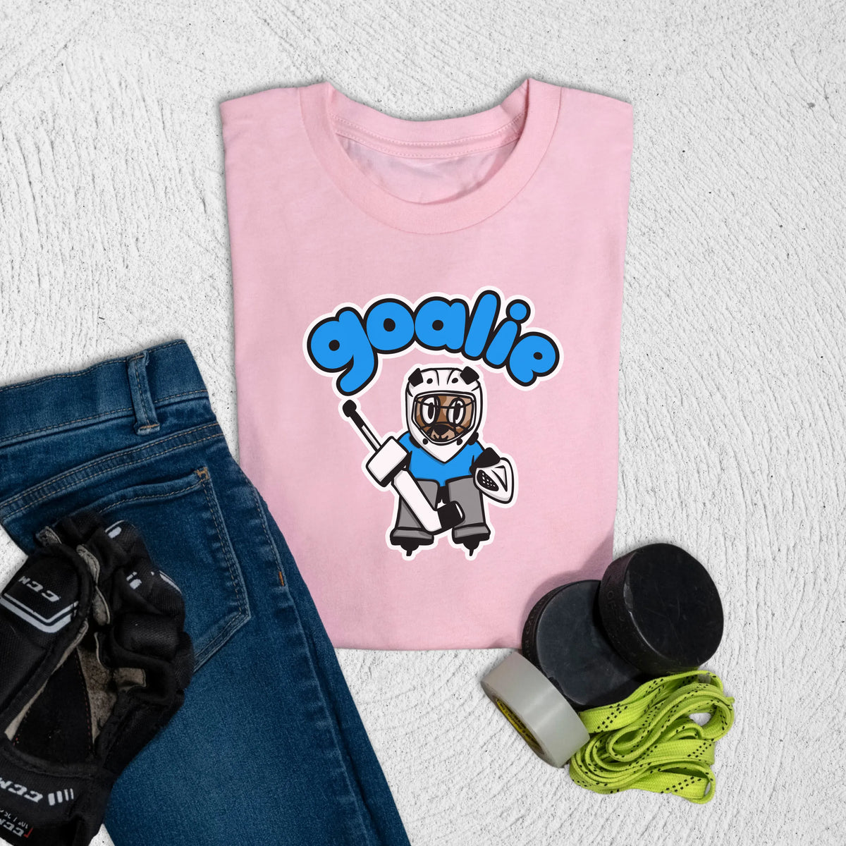 Youth Goalie Pup T-Shirt M / Pink Kids clothes