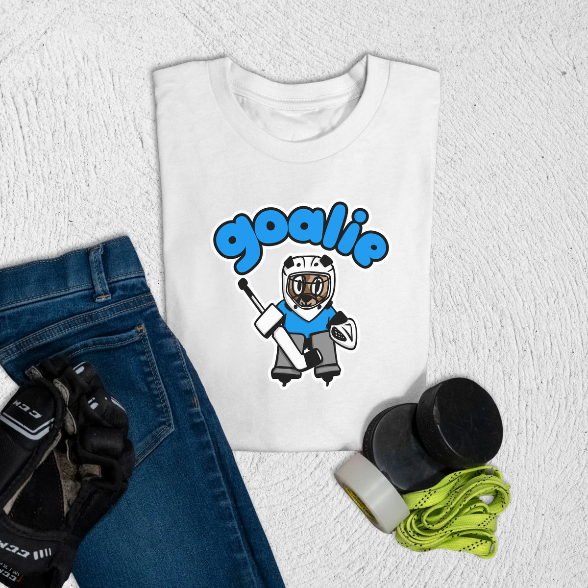 Youth Goalie Pup T-Shirt M / White Kids clothes