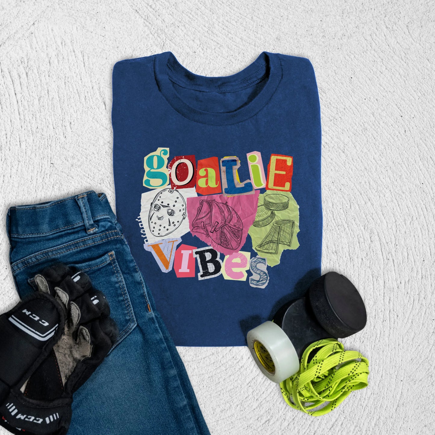 Youth Goalie Vibes T-Shirt S / Navy Kids clothes