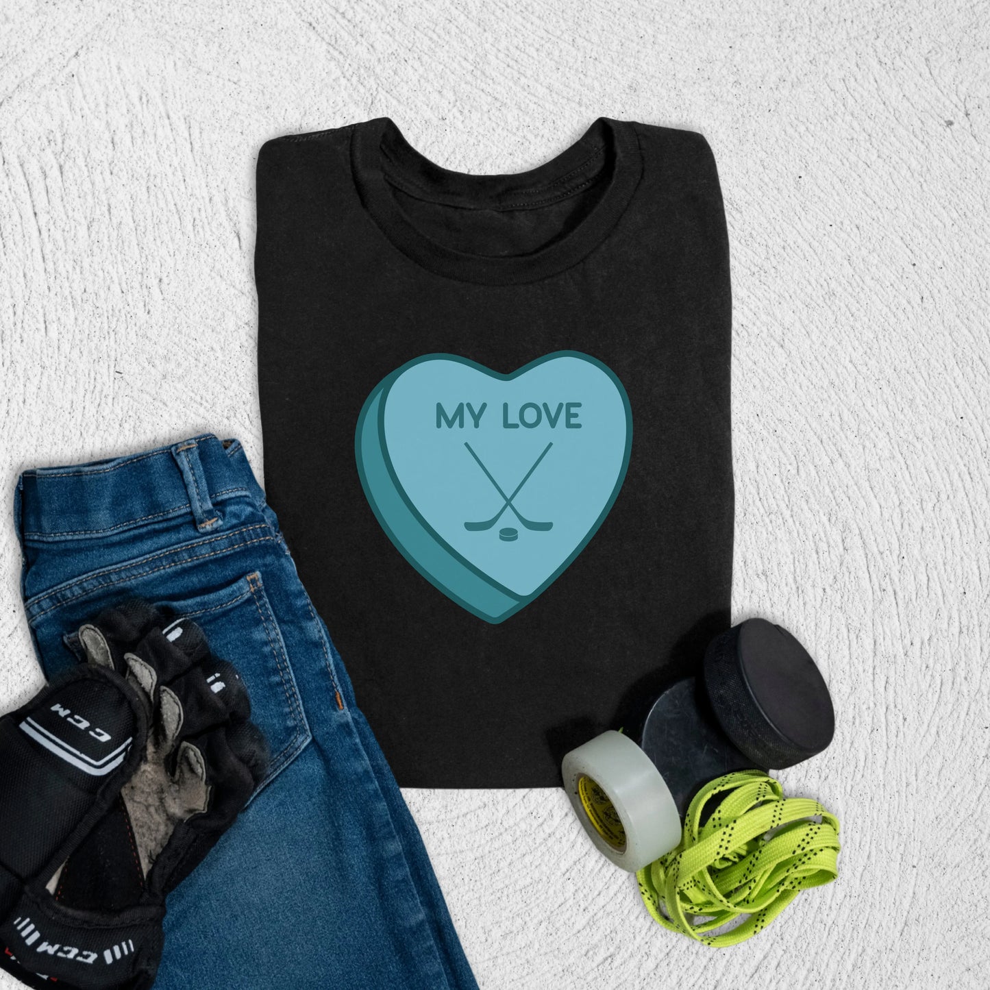 Youth Hockey Heart T-Shirt S / Black Kids clothes