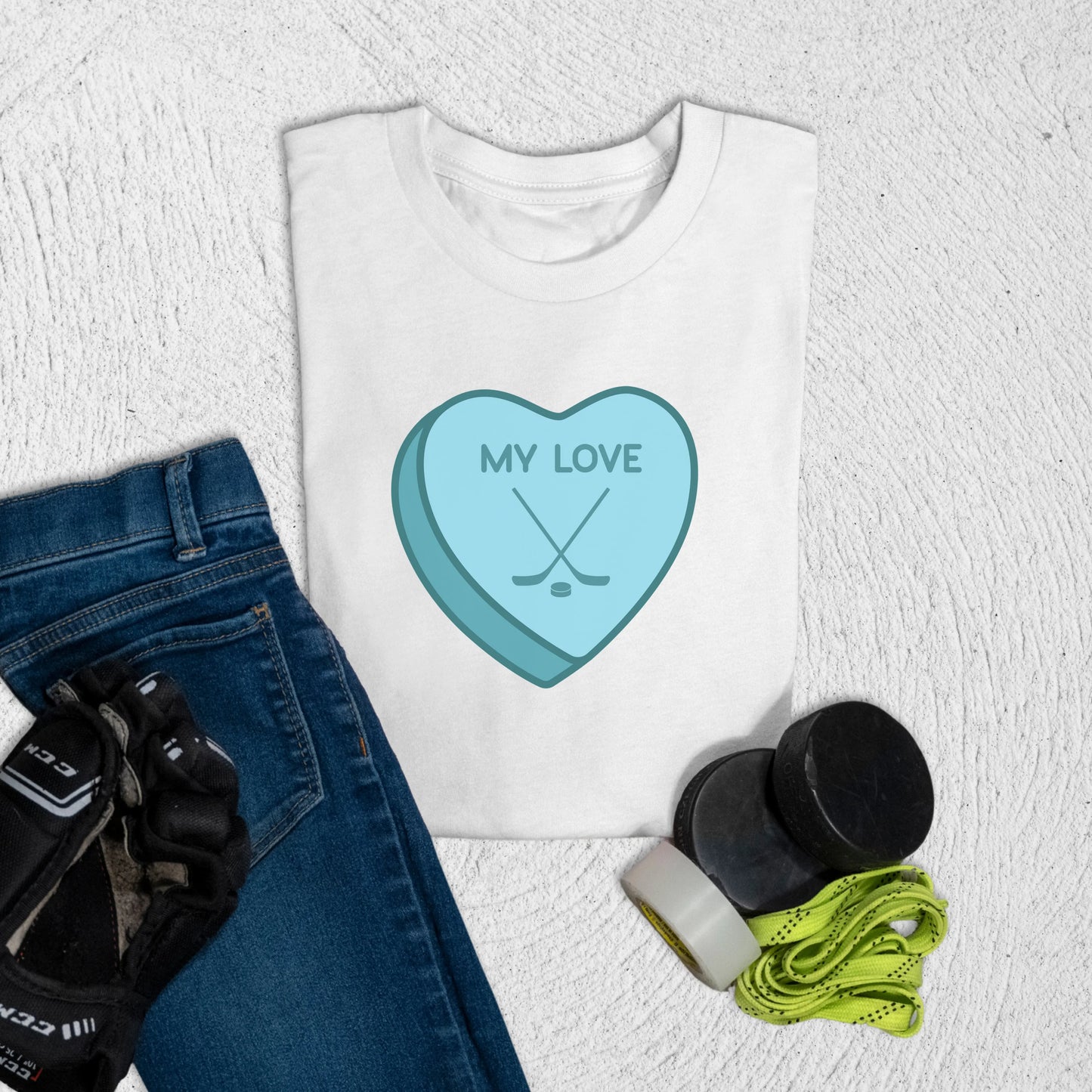 Youth Hockey Heart T-Shirt S / White Kids clothes