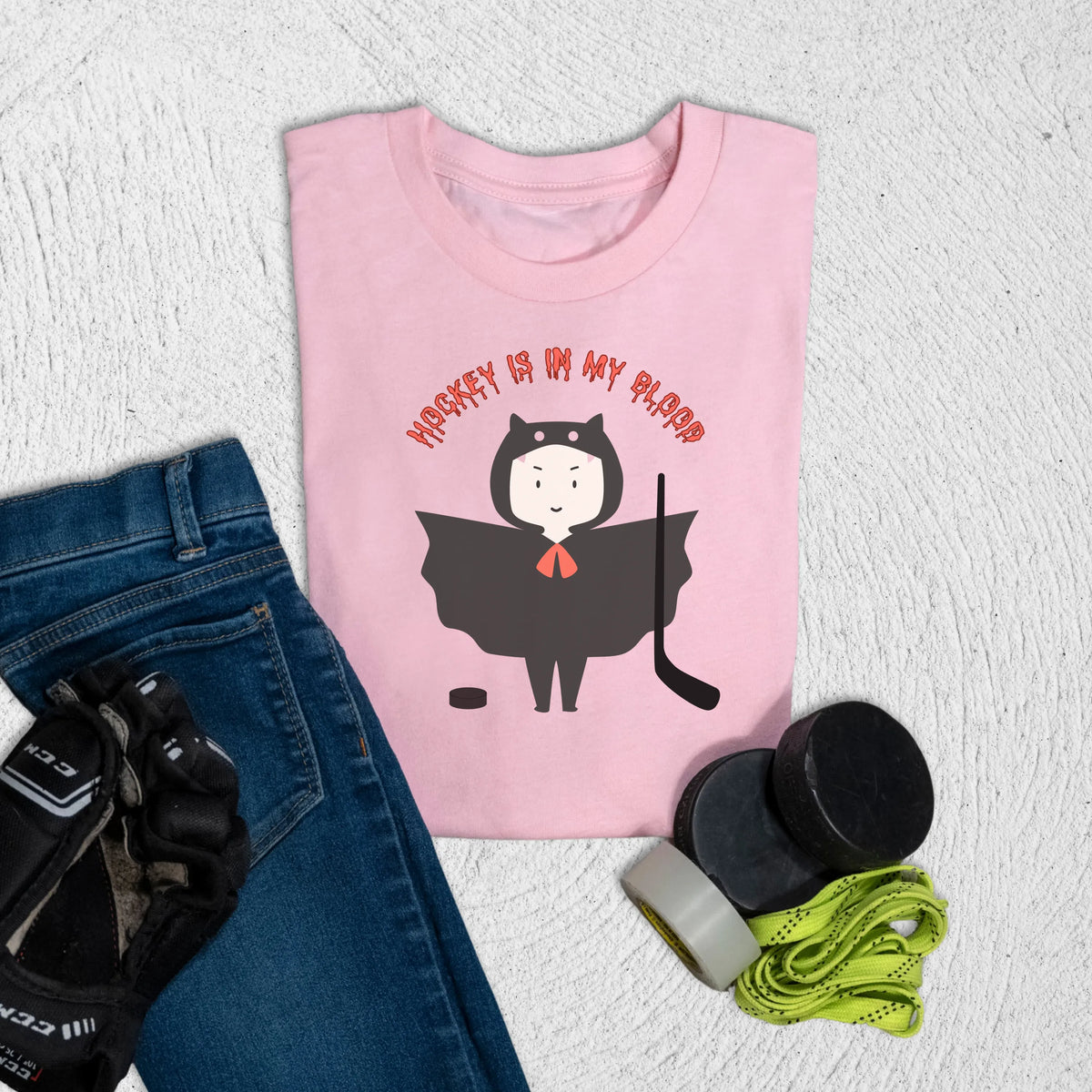 Youth Hockey in My Blood T-Shirt S / Pink Kids clothes