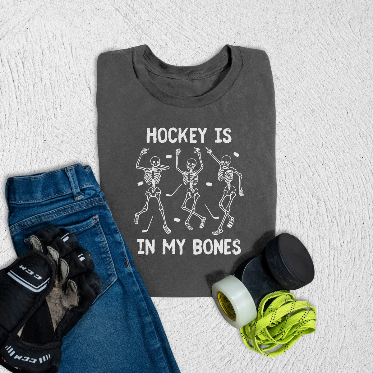 Youth Hockey is in My Bones T-Shirt S / Asphalt Kids clothes