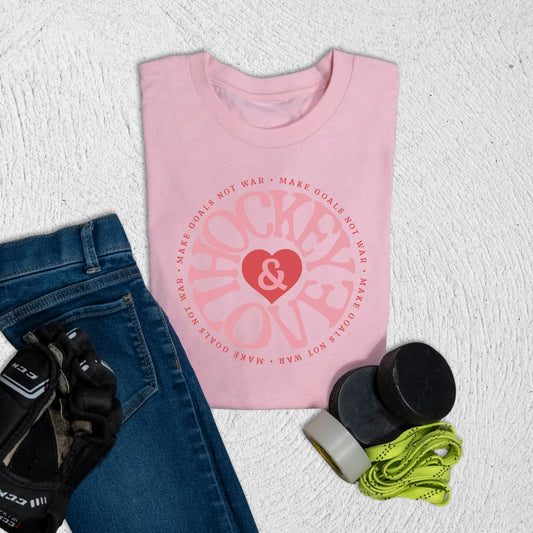 Youth Hockey & Love T-Shirt S / Pink Kids clothes