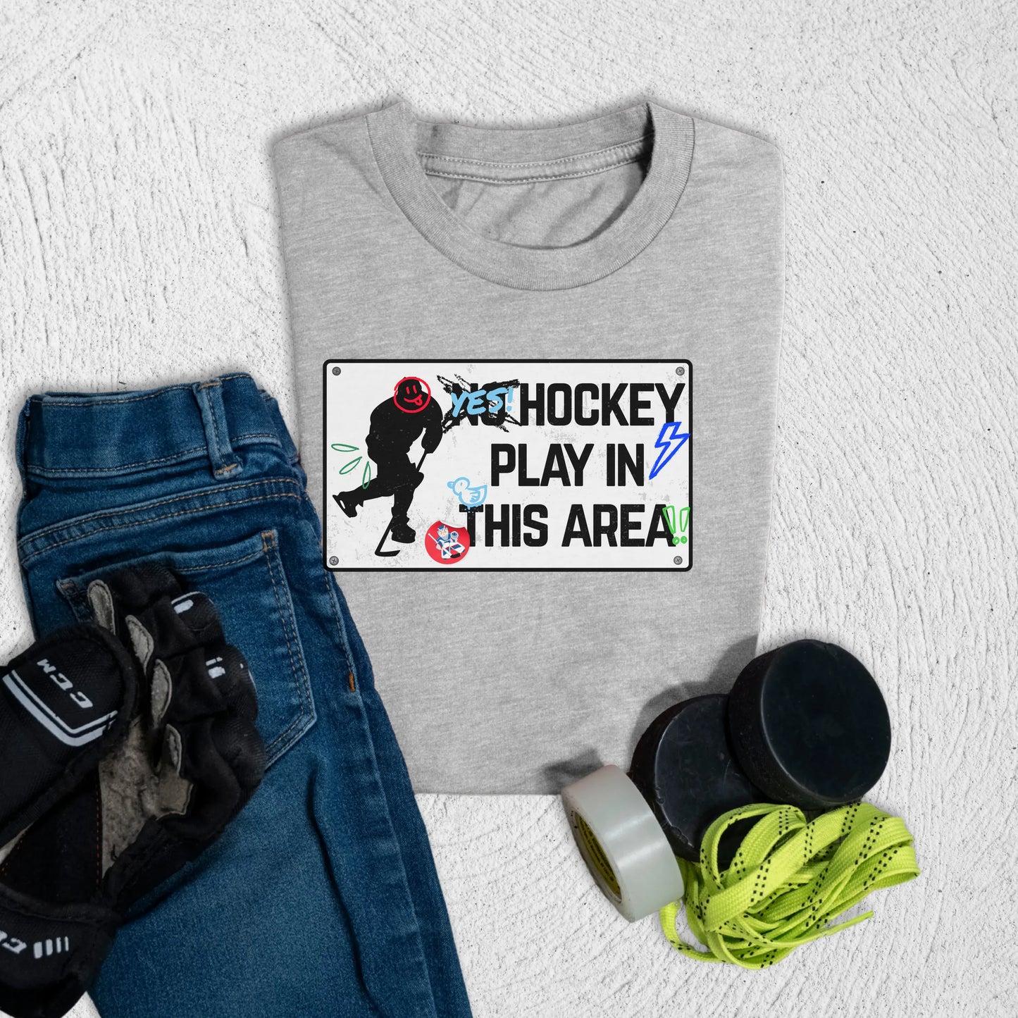 Youth Hockey Play T-Shirt S / Athletic Heather Kids clothes