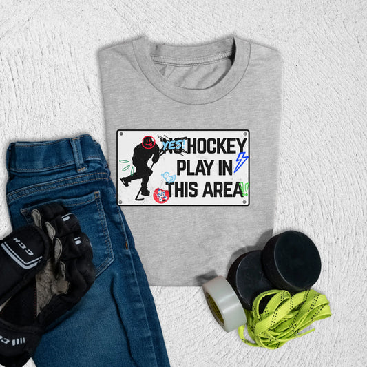 Youth Hockey Play T-Shirt S / Athletic Heather Kids clothes
