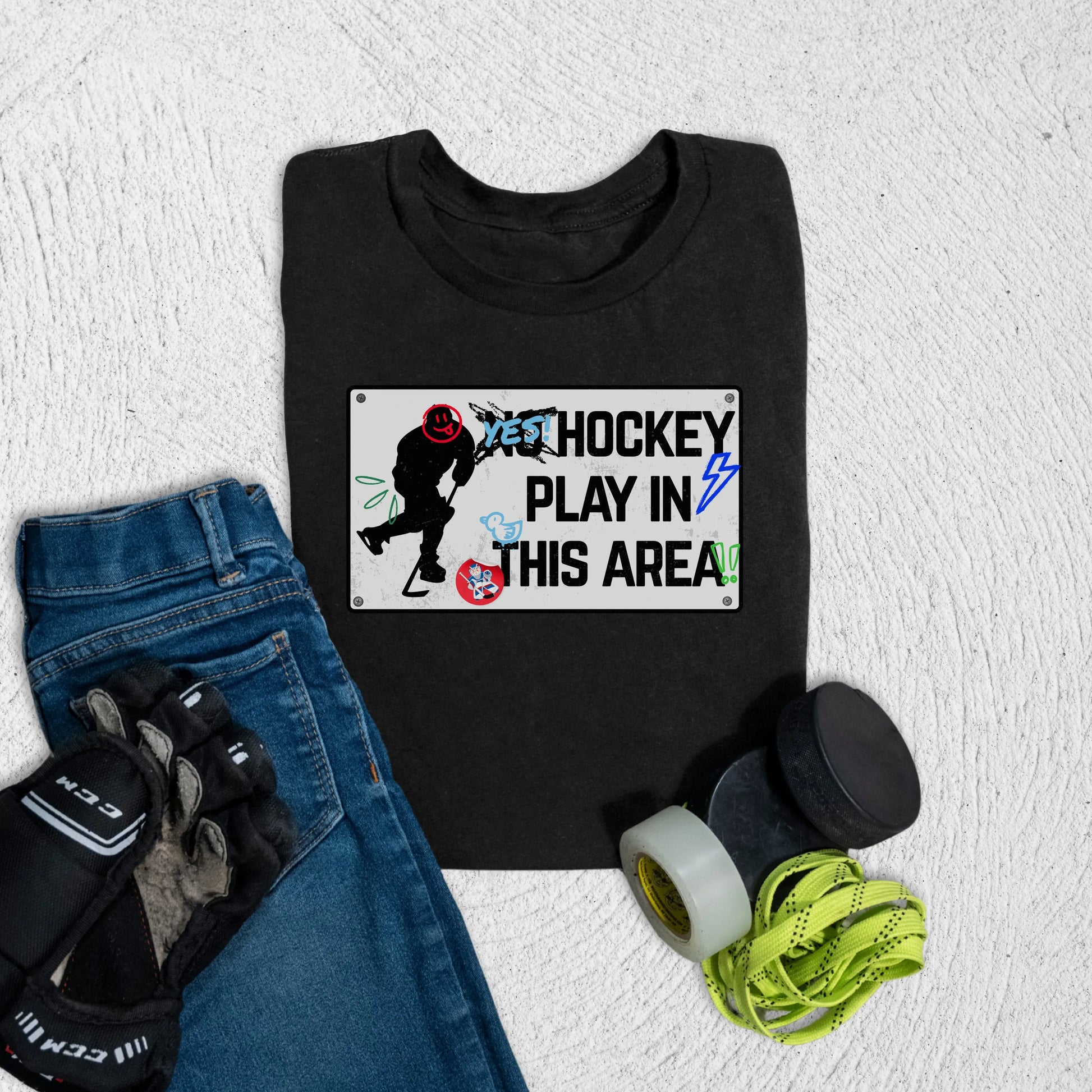 Youth Hockey Play T-Shirt S / Black Kids clothes
