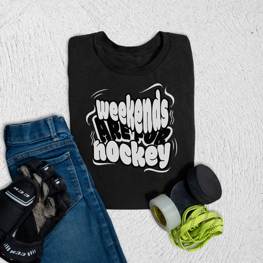 Youth Hockey Weekends T-Shirt Black / S Kids clothes