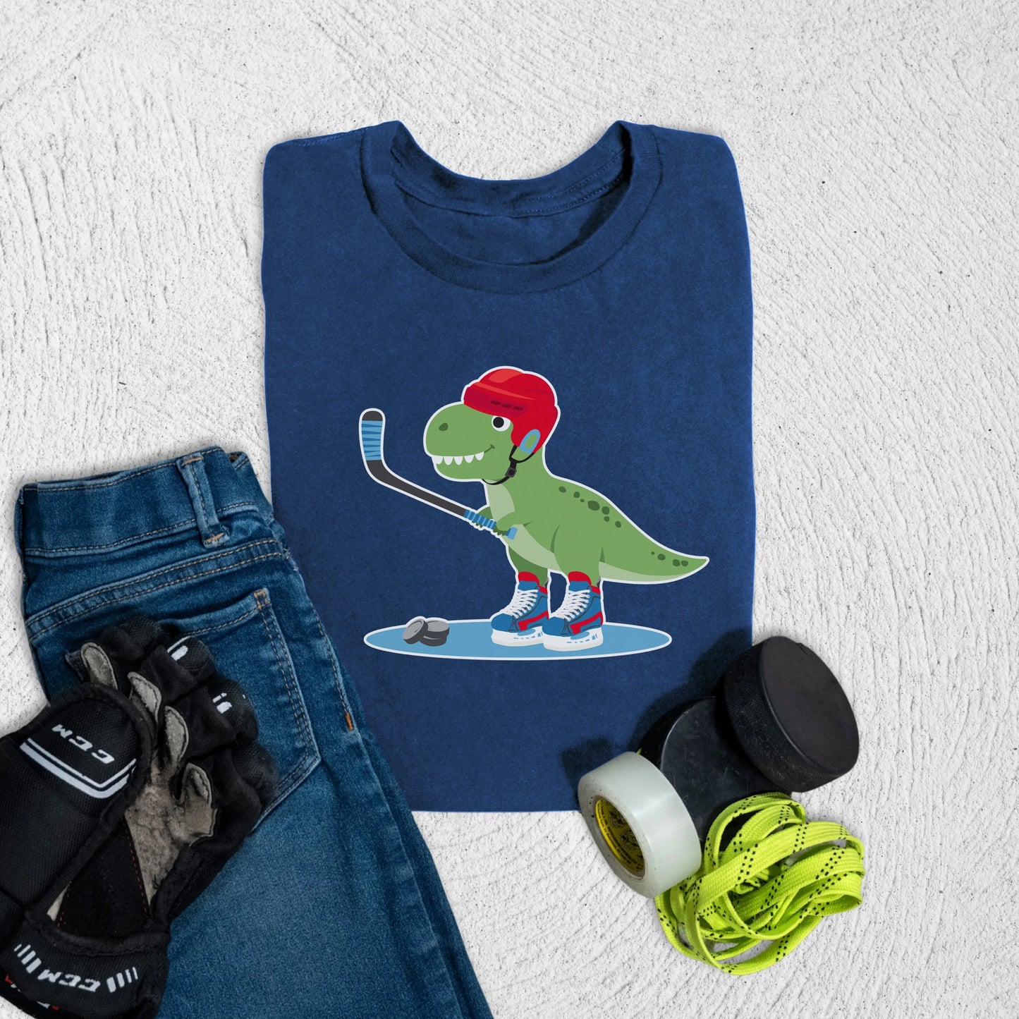 Youth Hockeysaurus T-Shirt S / Navy Kids clothes