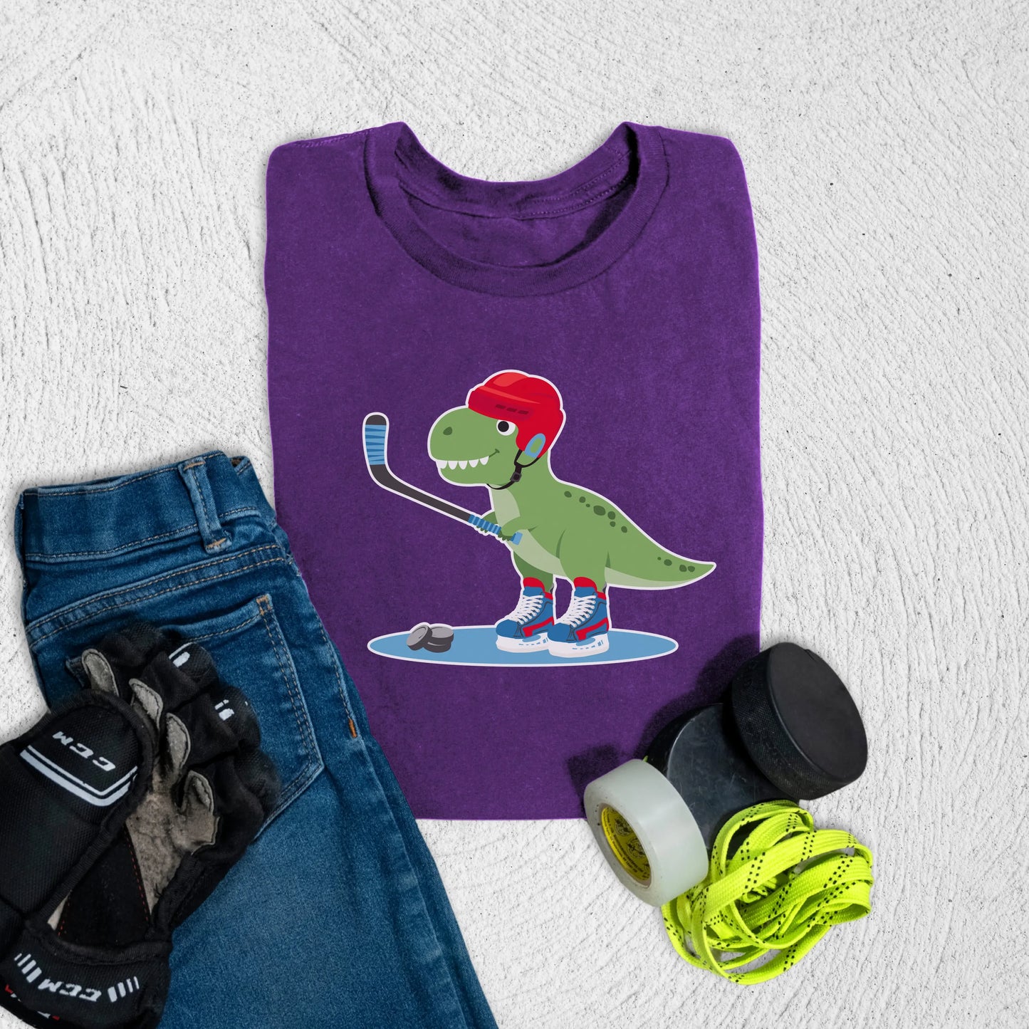 Youth Hockeysaurus T-Shirt S / Team Purple Kids clothes