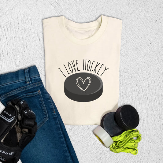 Youth I LOVE HOCKEY T-Shirt S / Natural Kids clothes