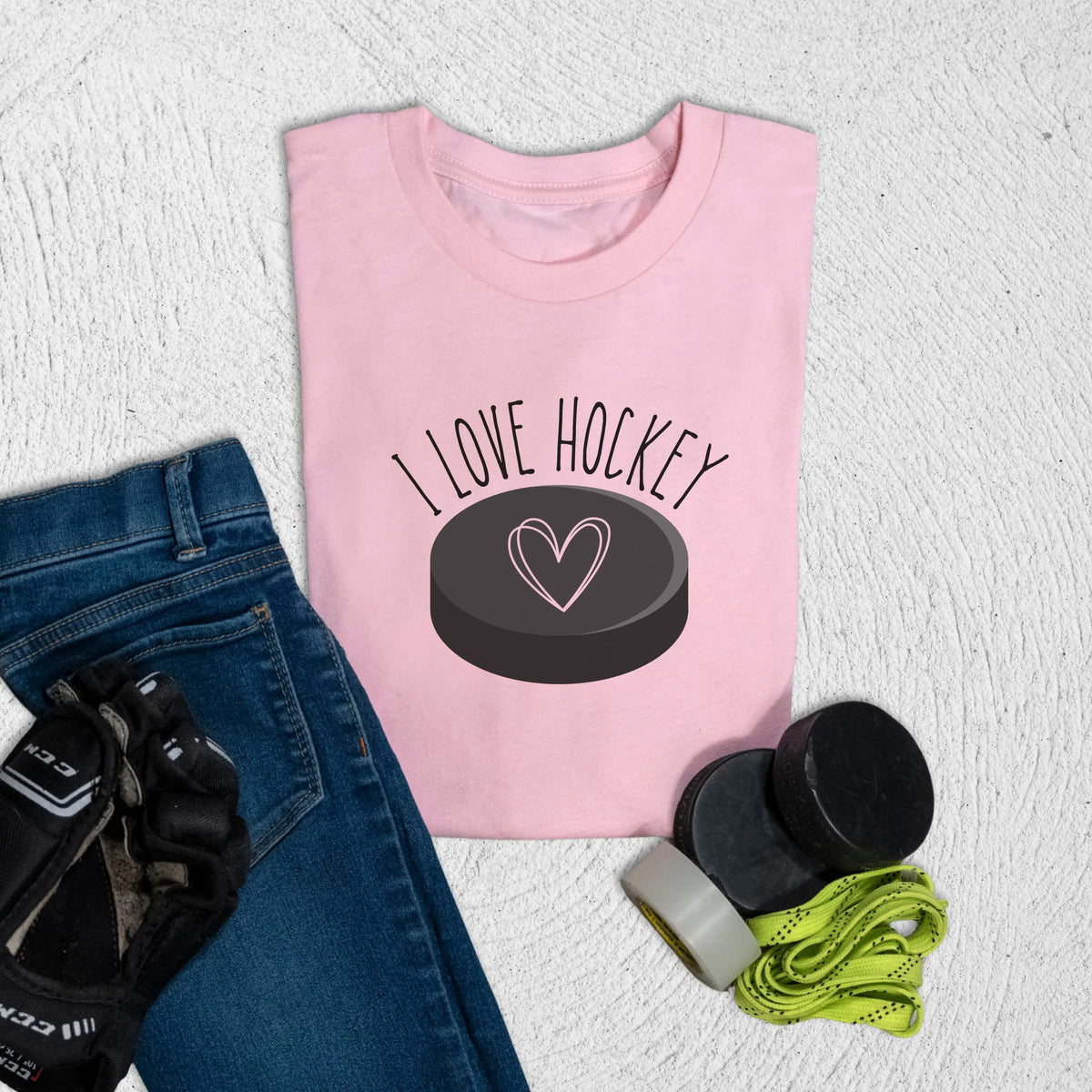 Youth I LOVE HOCKEY T-Shirt S / Pink Kids clothes