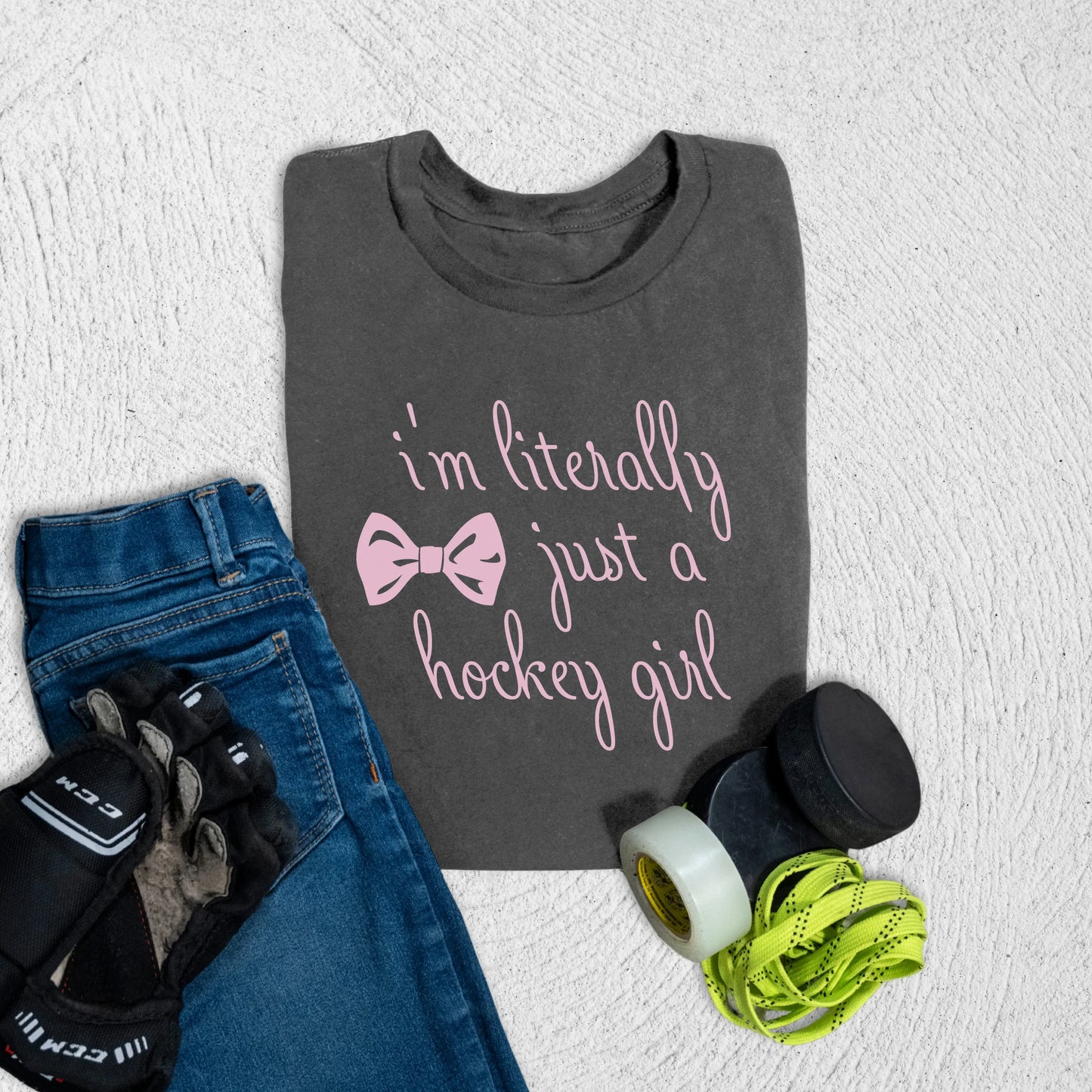 Youth Just a Hockey Girl T-Shirt S / Asphalt Kids clothes