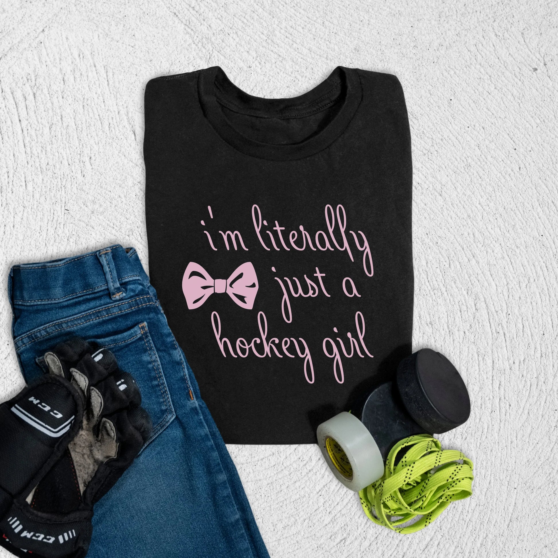 Youth Just a Hockey Girl T-Shirt S / Black Kids clothes