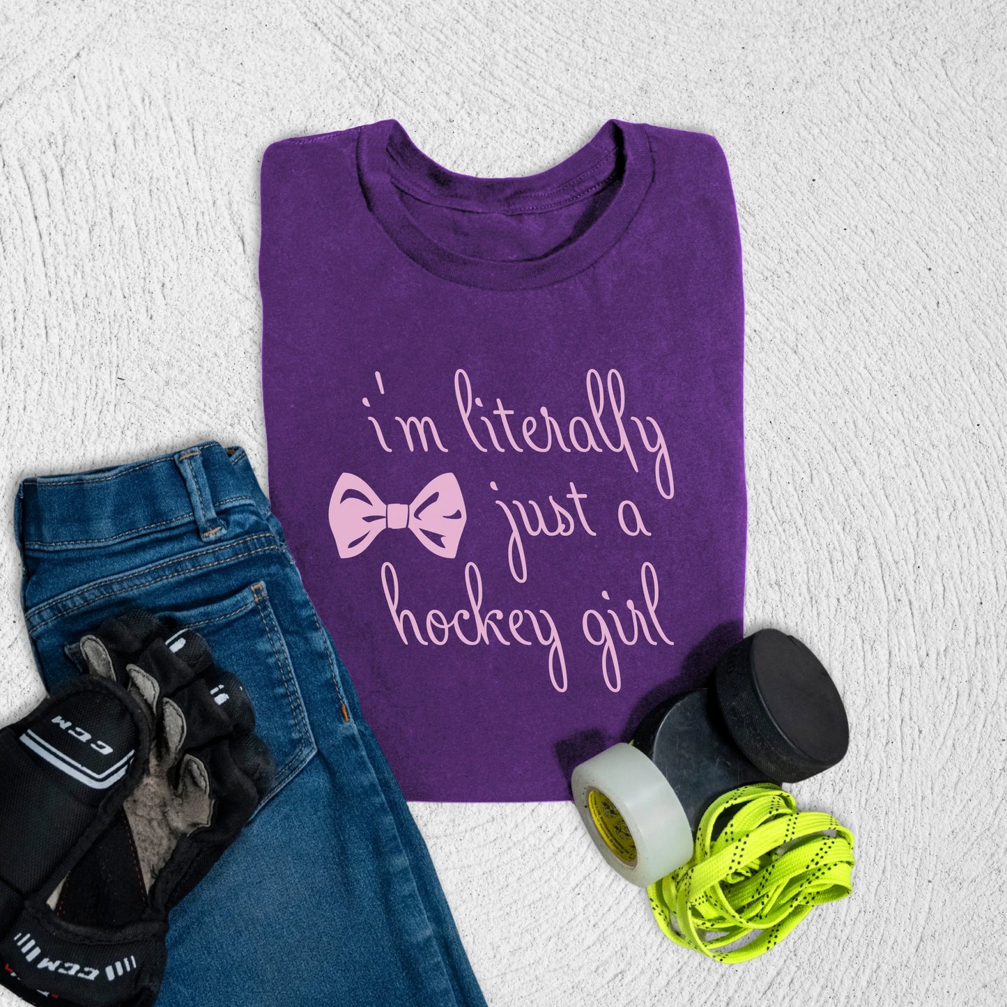 Youth Just a Hockey Girl T-Shirt S / Team Purple Kids clothes