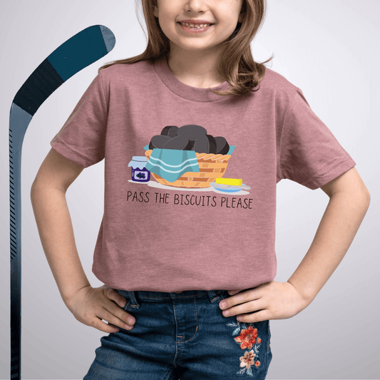 Youth Pass the Biscuits T-Shirt Heather Mauve / S Kids clothes