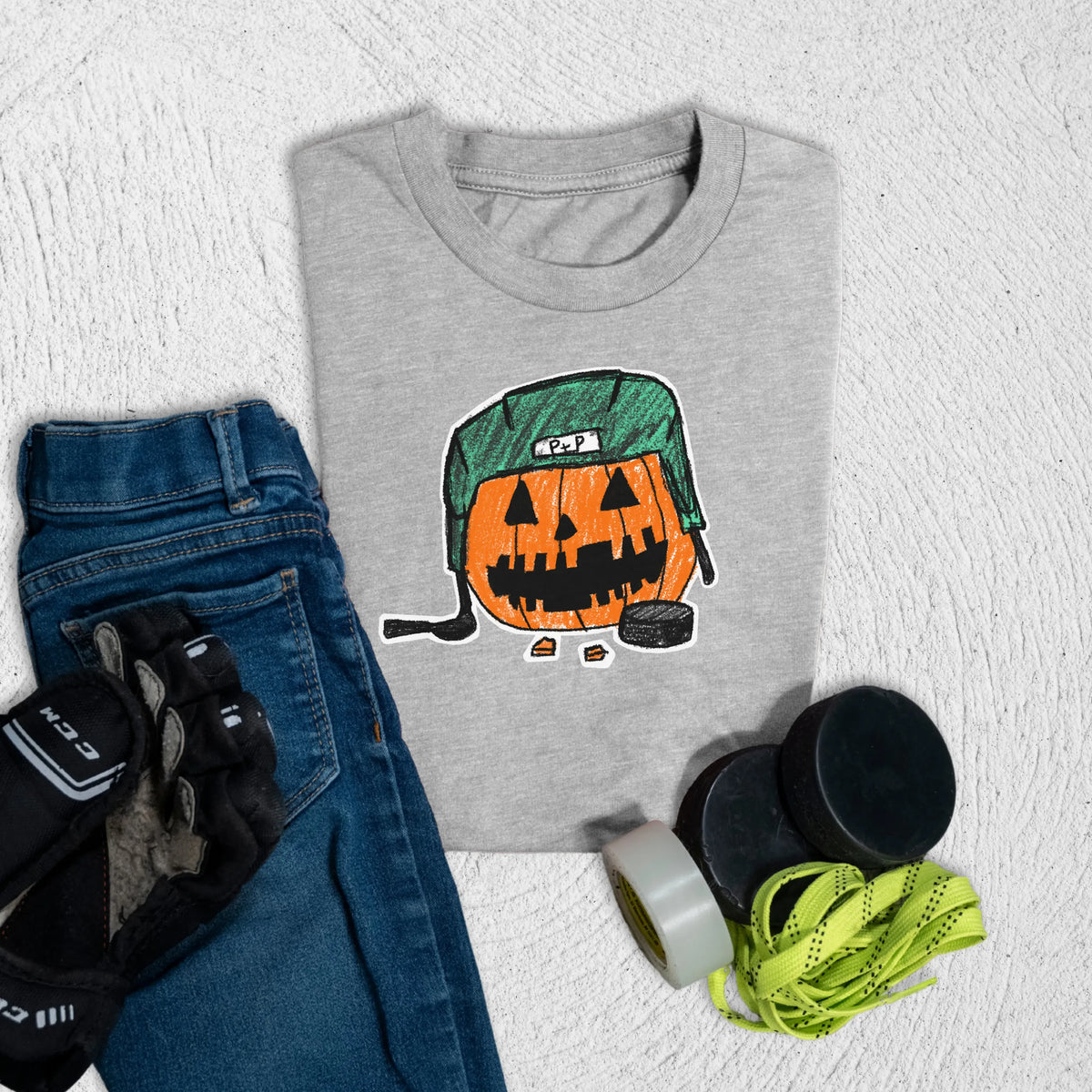 Youth Penalty Box Pumpkin T-Shirt S / Athletic Heather Kids clothes