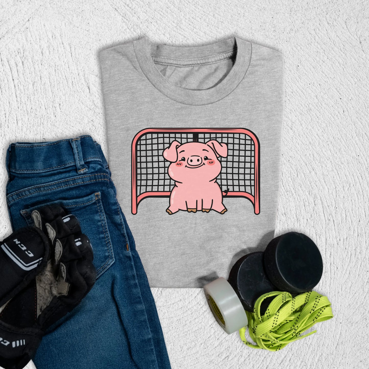 Youth Pig T-Shirt S / Athletic Heather Kids clothes