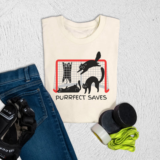Youth Purrfect Saves T-Shirt Natural / S T-Shirt