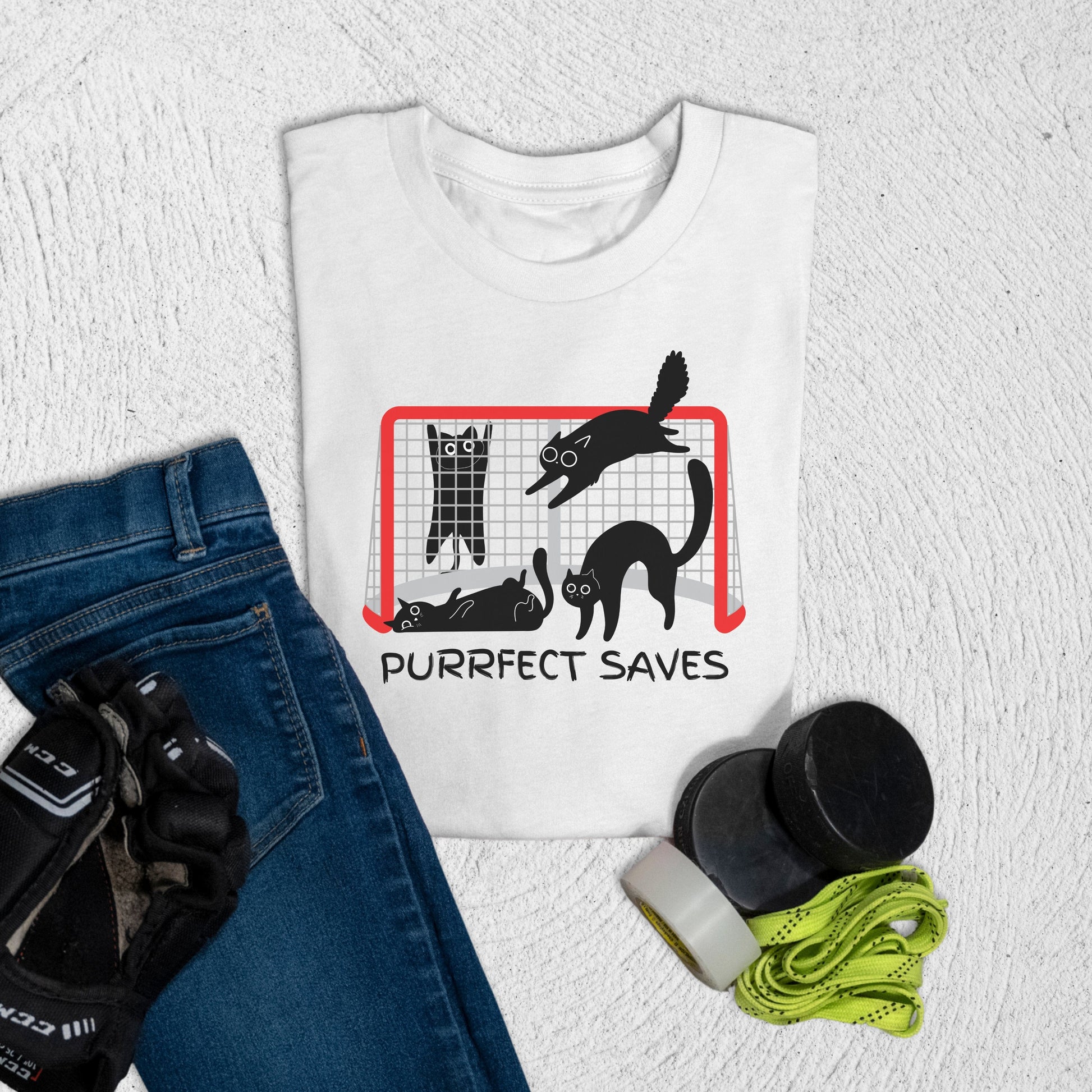 Youth Purrfect Saves T-Shirt White / S T-Shirt