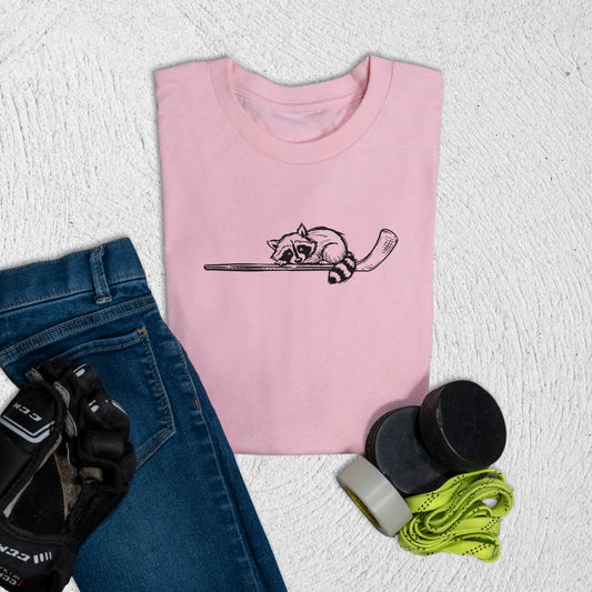 Youth Raccoon Sketch T-Shirt S / Pink Kids clothes