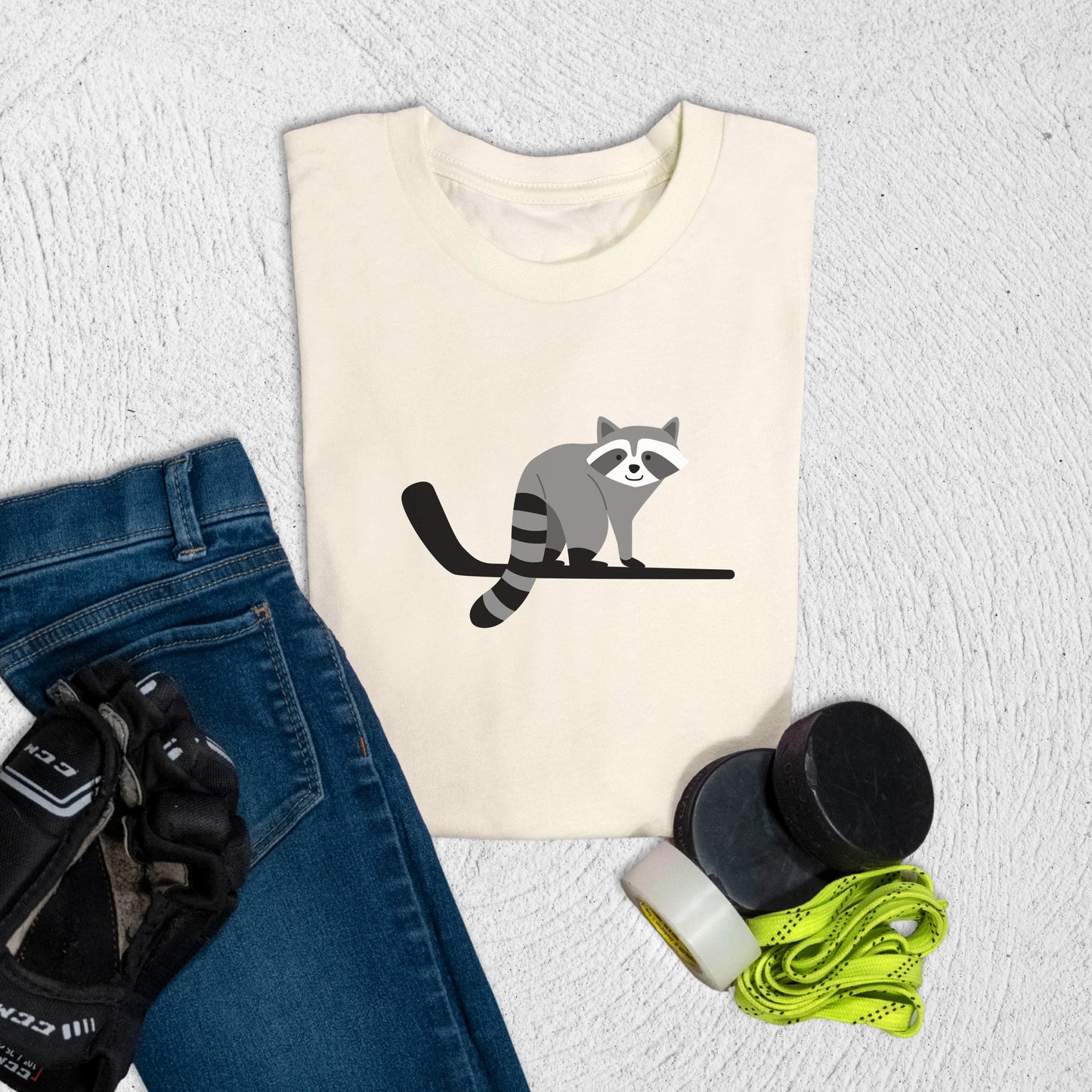 Youth Raccoon T-Shirt S / Natural Kids clothes