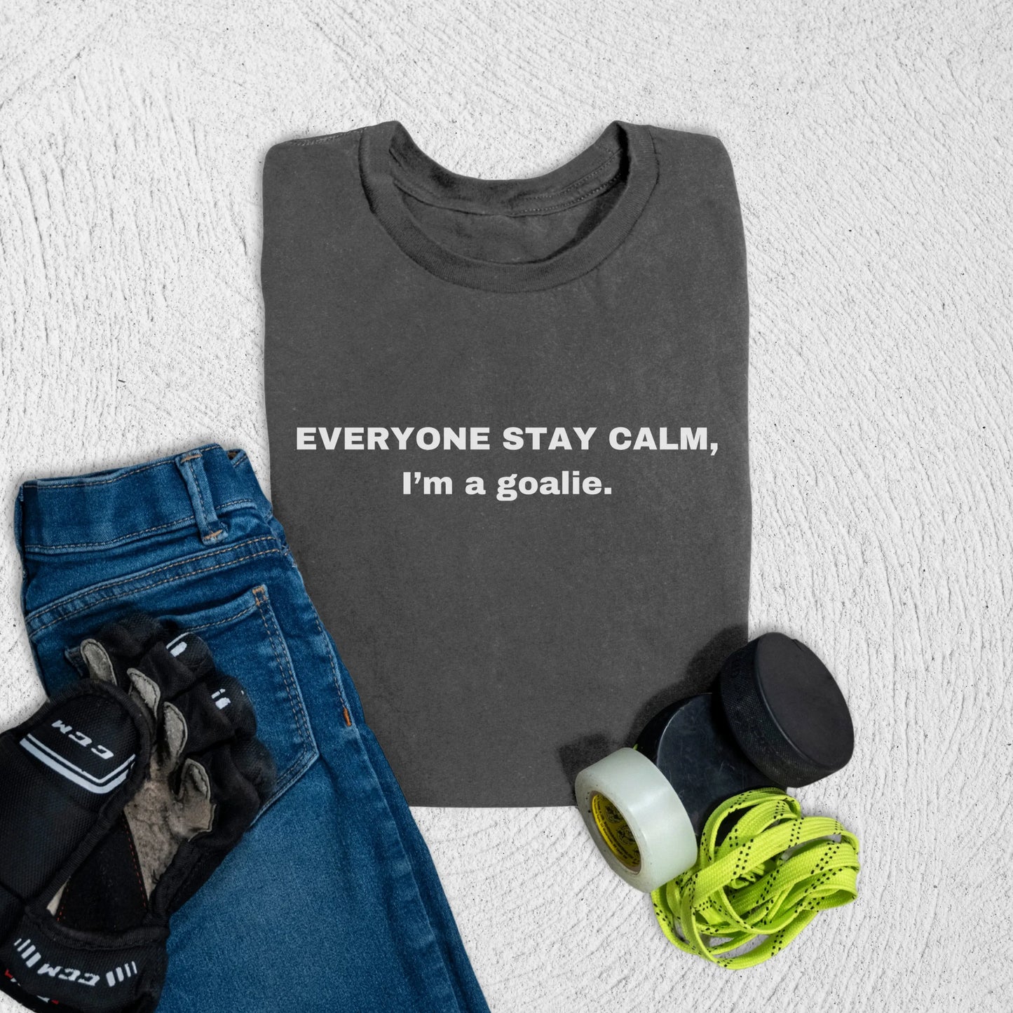 Youth Stay Calm Goalie T-Shirt S / Asphalt Kids clothes