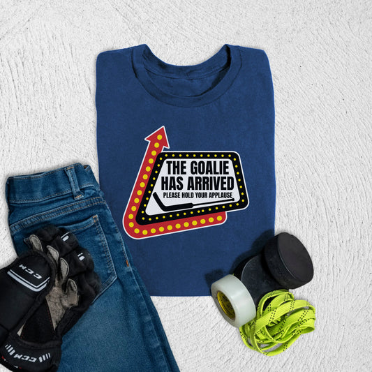 Youth The Goalie Has Arrived T-Shirt S / Navy Kids clothes