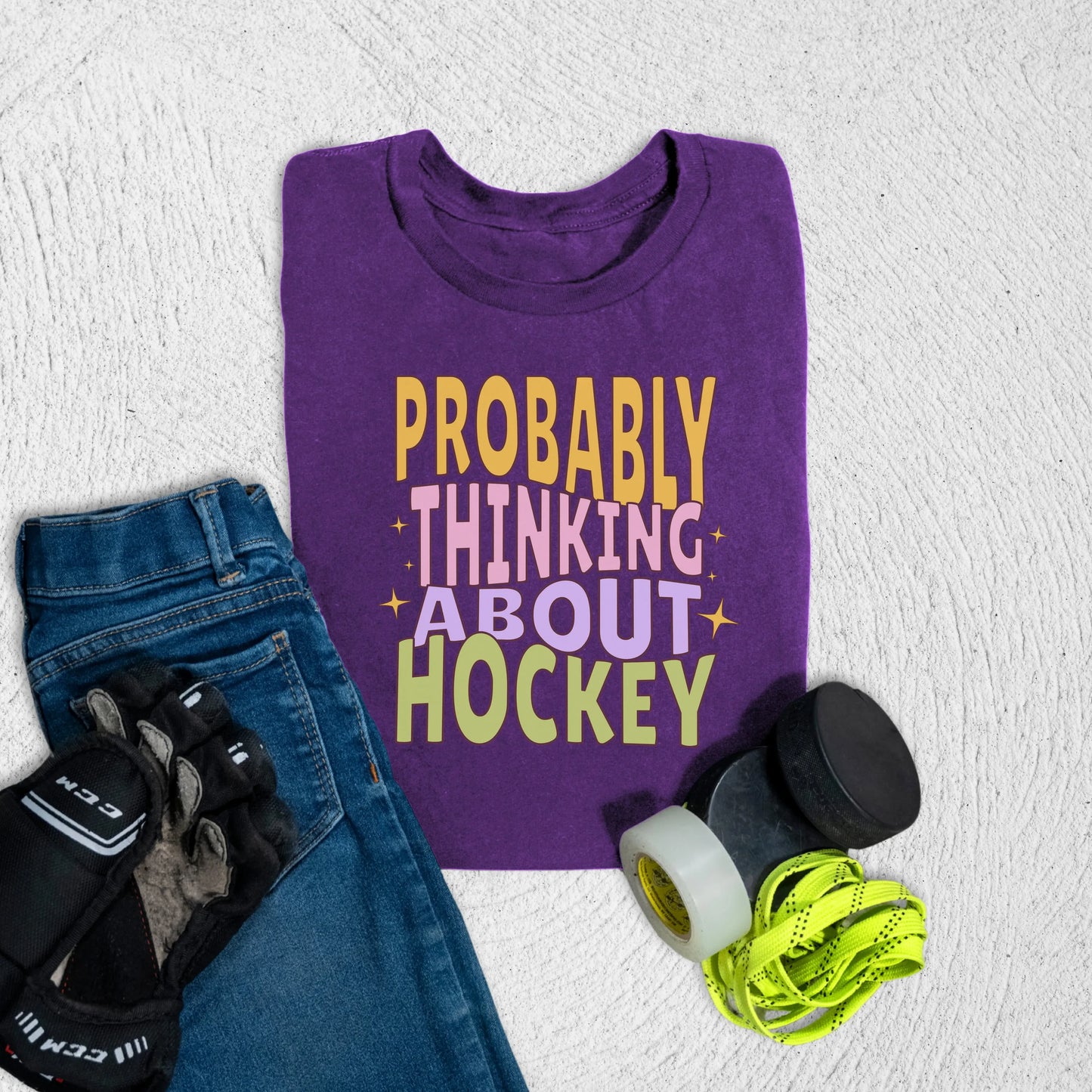 Youth Thinking About Hockey T-Shirt S / Team Purple Kids clothes